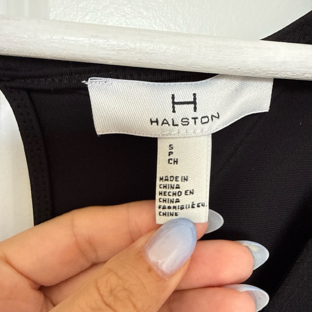H Halston Heritage Black Jumpsuit Stretchy Size S Belted Ankle Business Casual - Picture 7 of 14